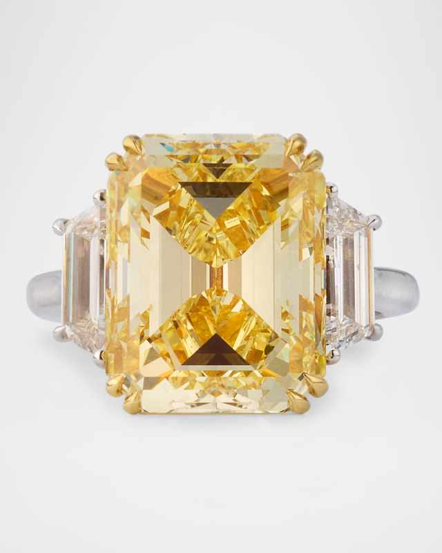 Platinum and 18K Yellow Gold Diamond Statement Ring, Size 6.5, 11.81tcw